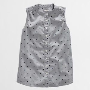 J Crew sleeveless polka dot chambray